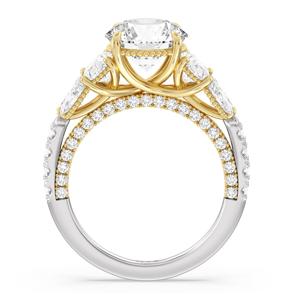 Round Cut The Eldridge Ring with Lab Grown Diamond in 14KT White & Yellow Gold view 2
