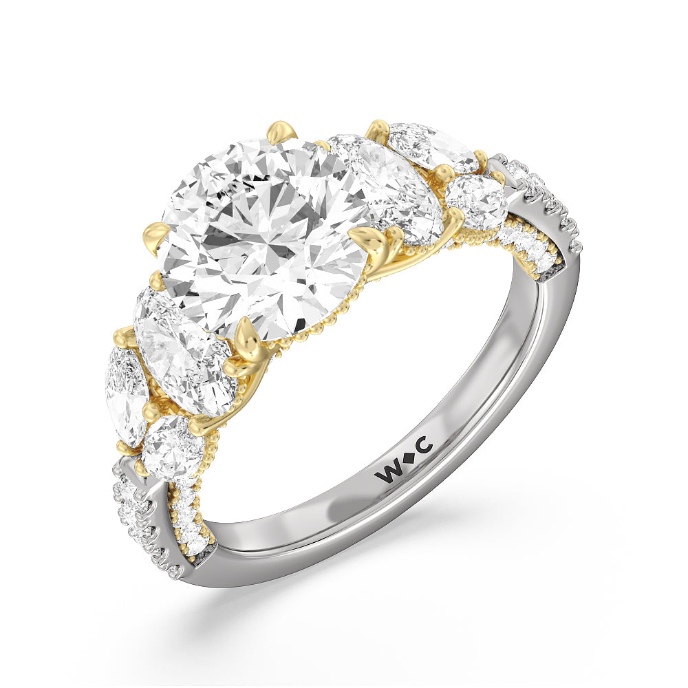 Round Cut The Eldridge Ring with Lab Grown Diamond in 14KT White & Yellow Gold view 3
