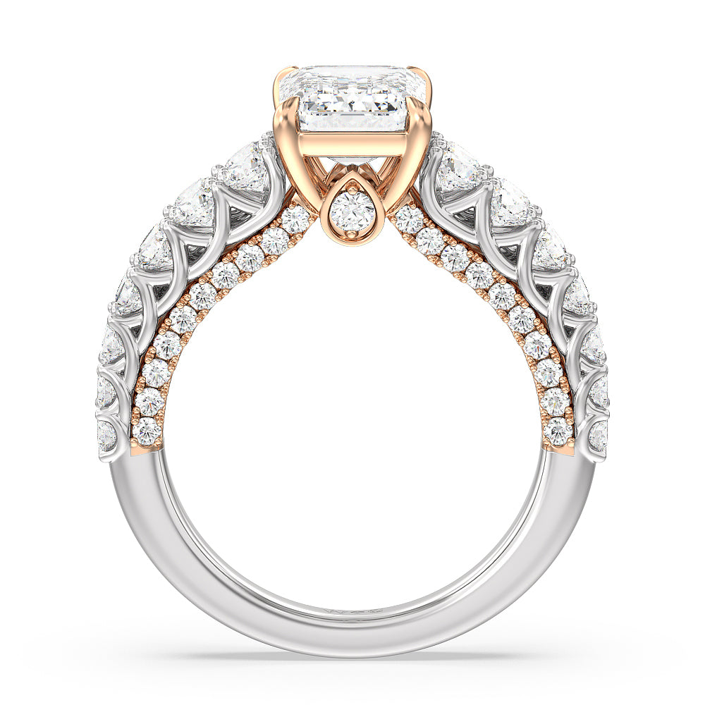 Emerald Cut The Astor Ring with Lab Grown Diamond in 14KT White & Rose Gold view 2
