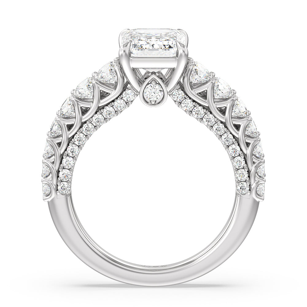Emerald Cut The Astor Ring with Lab Grown Diamond in 14KT Platinum view 2
