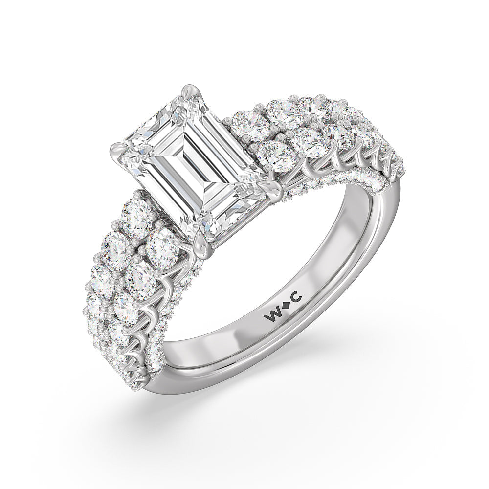 Emerald Cut The Astor Ring with Lab Grown Diamond in 14KT Platinum view 3
