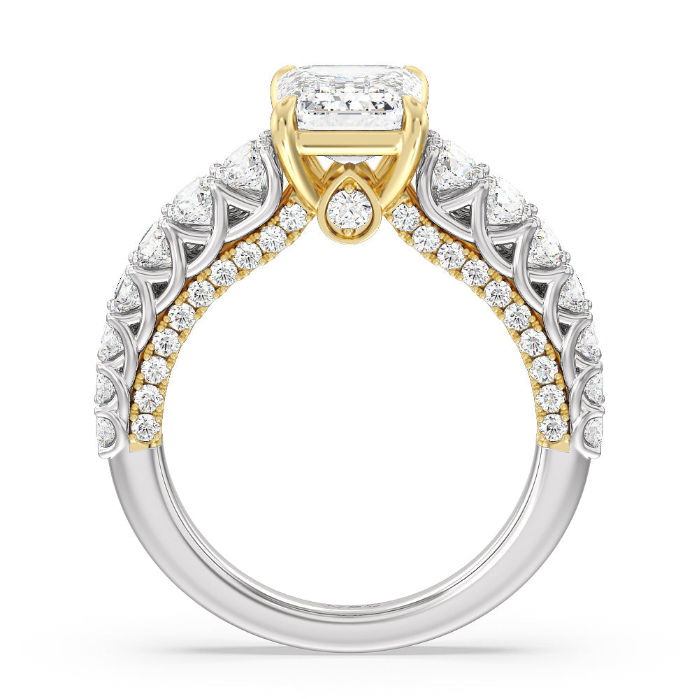 Emerald Cut The Astor Ring with Lab Grown Diamond in 14KT White & Yellow Gold view 2

