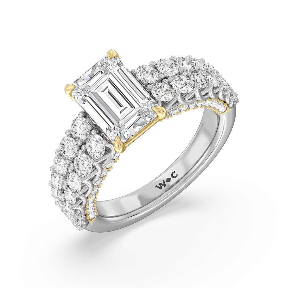 Emerald Cut The Astor Ring with Lab Grown Diamond in 14KT White & Yellow Gold view 3
