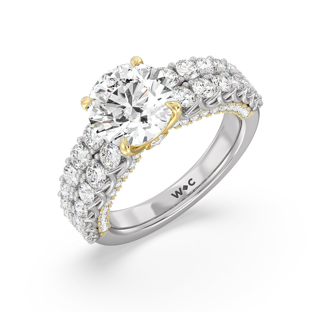 Round Cut The Astor Ring with Lab Grown Diamond in 14KT White & Yellow Gold view 3
