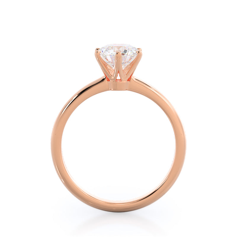 Round Cut Luminous Six Prong Solitaire Diamond Ring with Lab Grown Diamond in 14KT Rose Gold view 2
