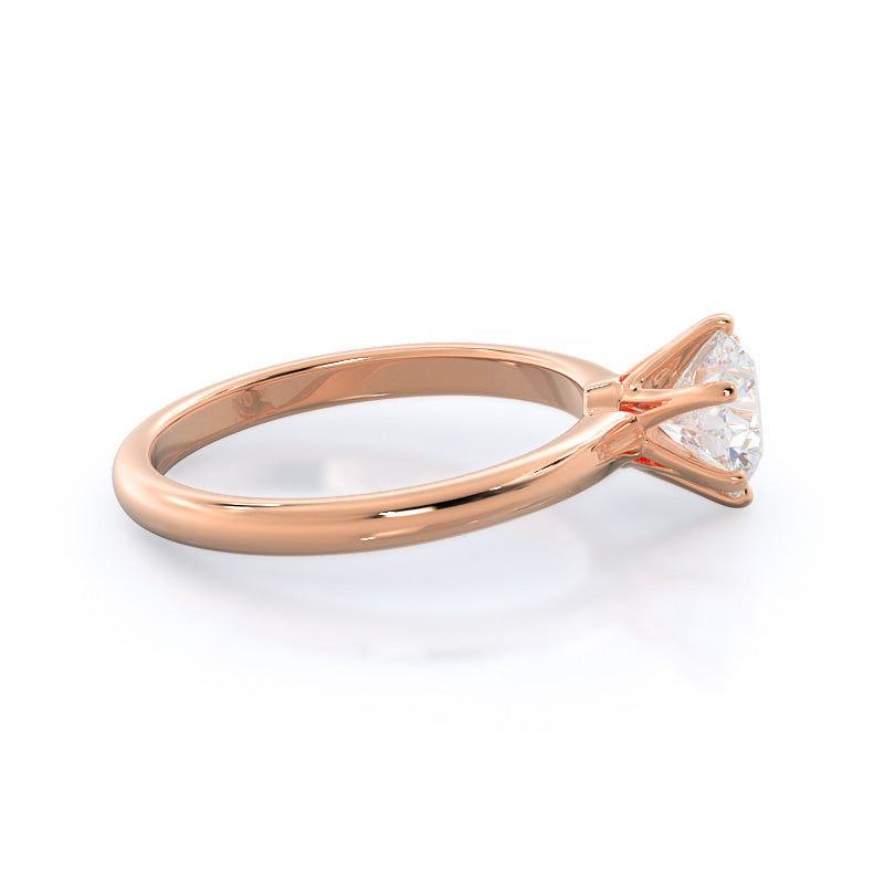 Round Cut Luminous Six Prong Solitaire Diamond Ring with Lab Grown Diamond in 14KT Rose Gold view 3
