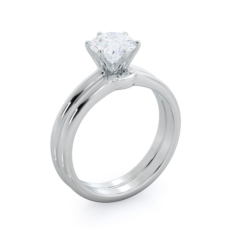 Round Cut Luminous Six Prong Solitaire Diamond Ring with Lab Grown Diamond in 14KT Platinum view 4
