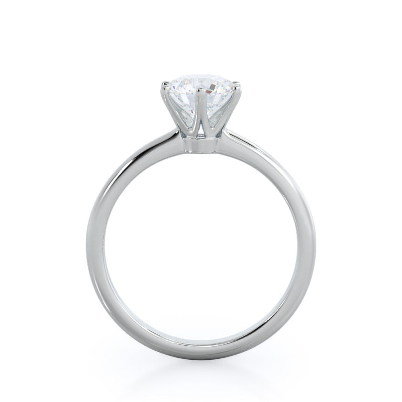 Round Cut Luminous Six Prong Solitaire Diamond Ring with Lab Grown Diamond in 14KT Platinum view 2
