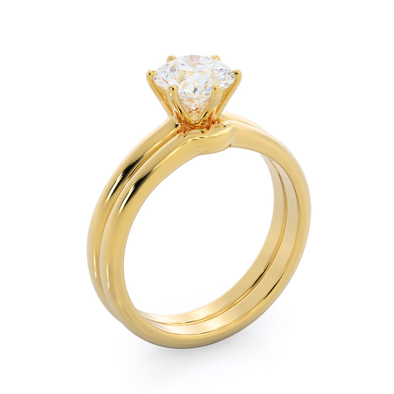 Round Cut Luminous Six Prong Solitaire Diamond Ring with Lab Grown Diamond in 14KT Yellow Gold view 4

