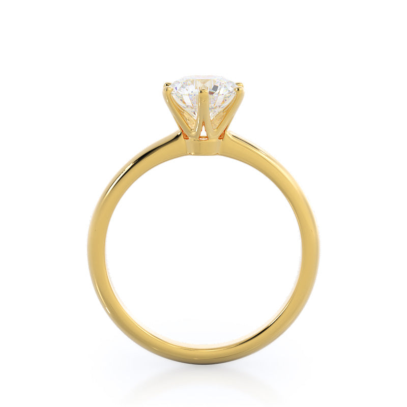 Round Cut Luminous Six Prong Solitaire Diamond Ring with Lab Grown Diamond in 14KT Yellow Gold view 2
