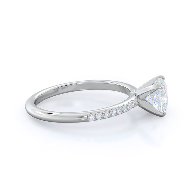 Cushion Cut Micro pave Diamond Engagement Ring with Lab Grown Diamond in 14KT Platinum view 3
