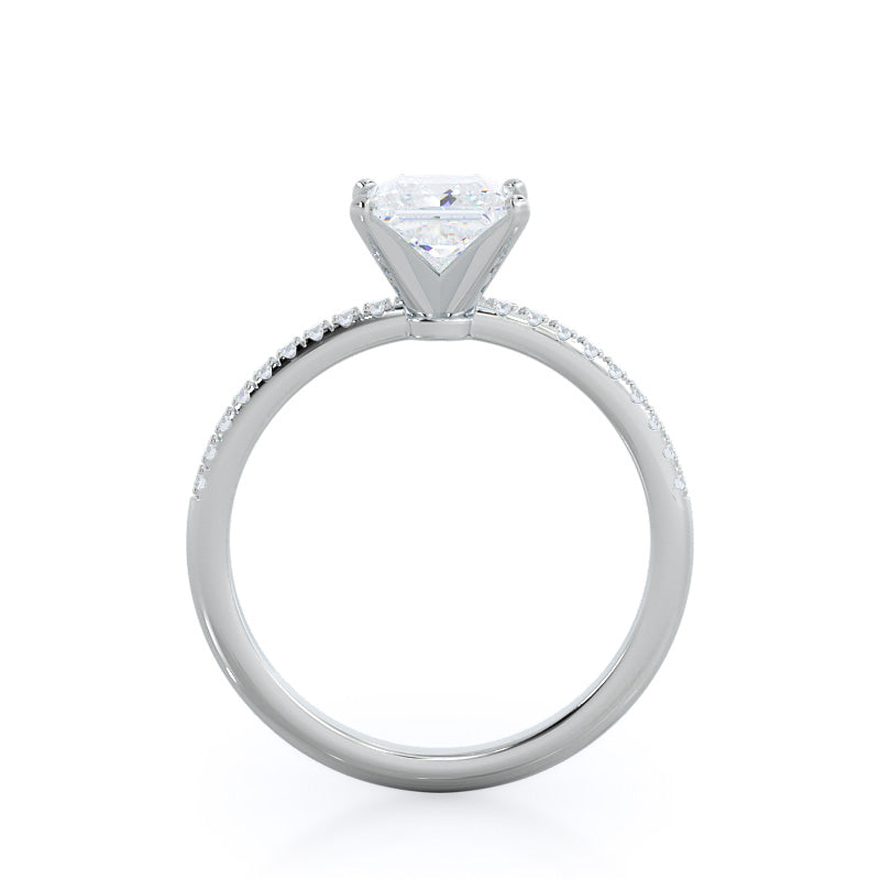 Princess Cut Micro pave Diamond Engagement Ring with Lab Grown Diamond in 14KT Platinum view 2

