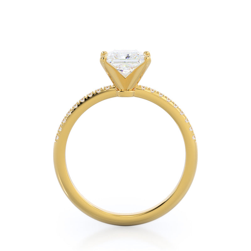 Princess Cut Micro pave Diamond Engagement Ring with Lab Grown Diamond in 14KT Yellow Gold view 2
