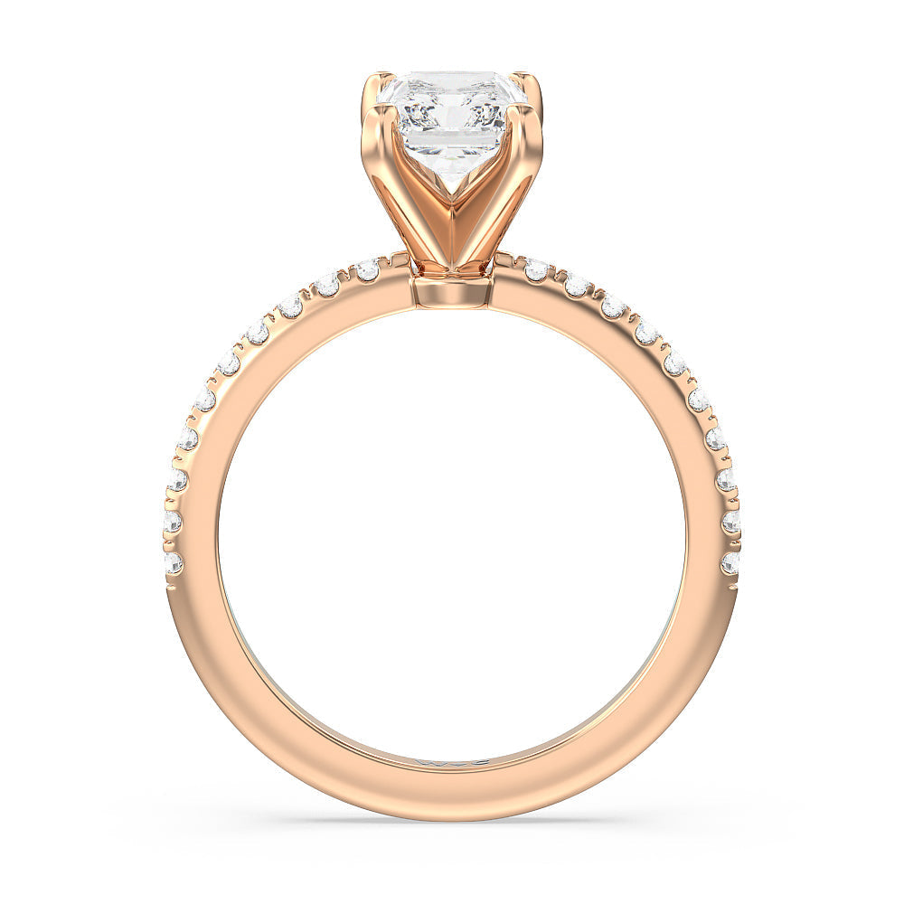Radiant Cut Micro pave Diamond Engagement Ring with Lab Grown Diamond in 14KT Rose Gold view 2
