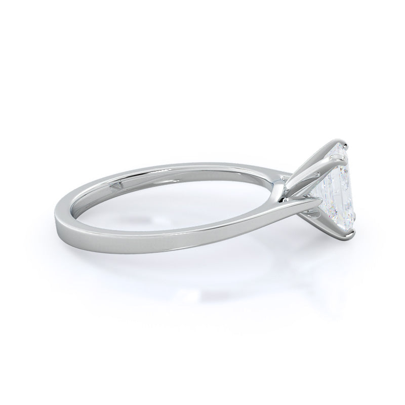 Sleek Cathedral Solitaire Engagement Ring with Emerald Cut Diamond in 14KT Platinum view 3
