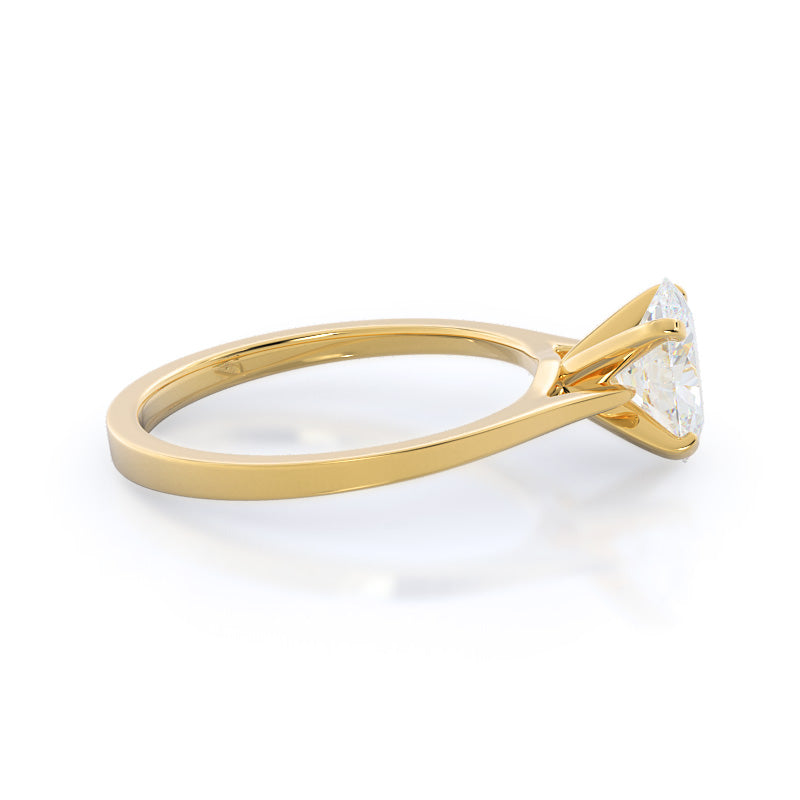 Sleek Cathedral Solitaire Engagement Ring with Oval Cut Diamond in 14KT Yellow Gold view 3
