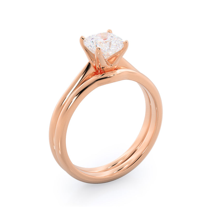 Noveau Four Prong Solitaire Engagement Ring with Round Cut Diamond in 14KT Rose Gold view 4
