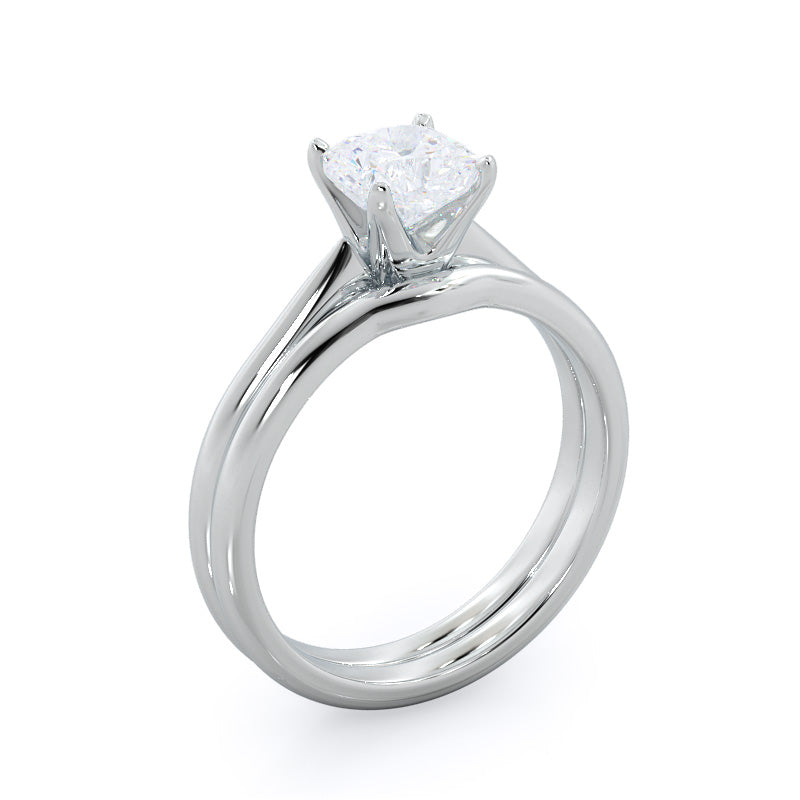 Noveau Four Prong Solitaire Engagement Ring with Round Cut Diamond in 14KT Platinum view 4
