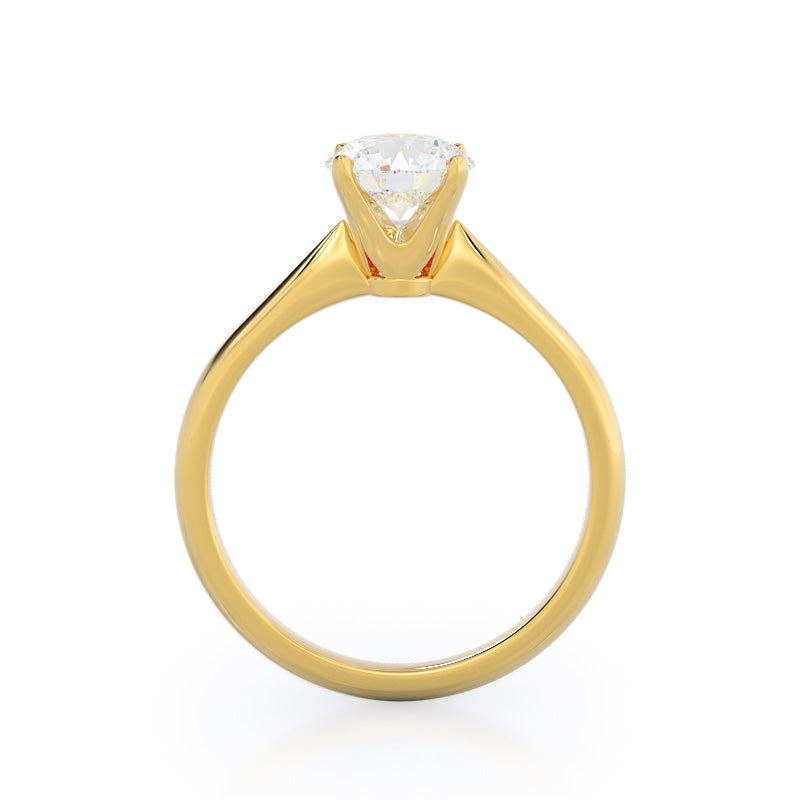 Noveau Four Prong Solitaire Engagement Ring with Round Cut Diamond in 14KT Yellow Gold view 2
