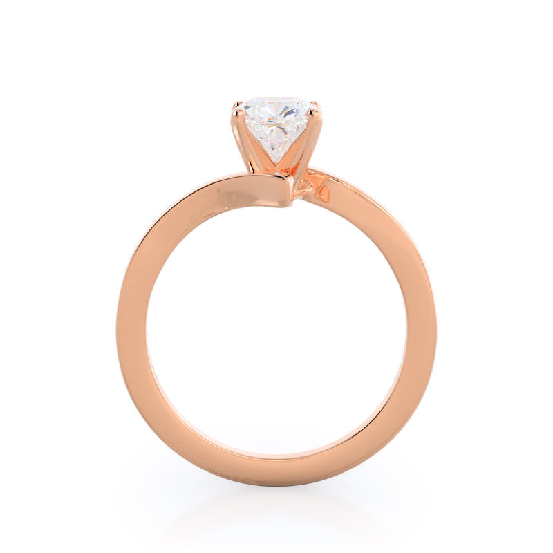 Flourish Solitaire Diamond Engagement Ring with Cushion Cut Diamond in 14KT Rose Gold view 2

