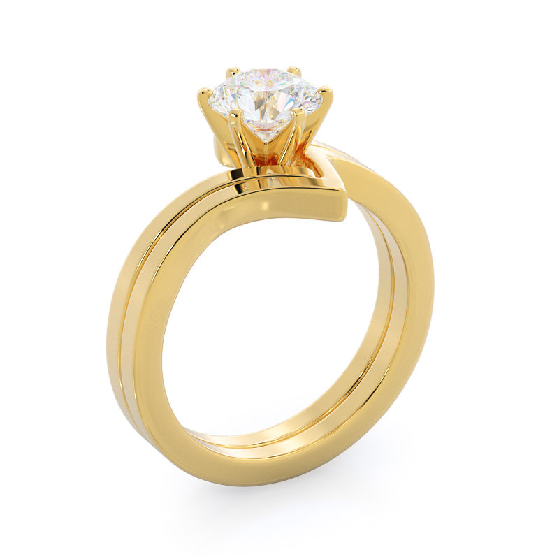 Flourish Solitaire Diamond Engagement Ring with Cushion Cut Diamond in 14KT Yellow Gold view 4
