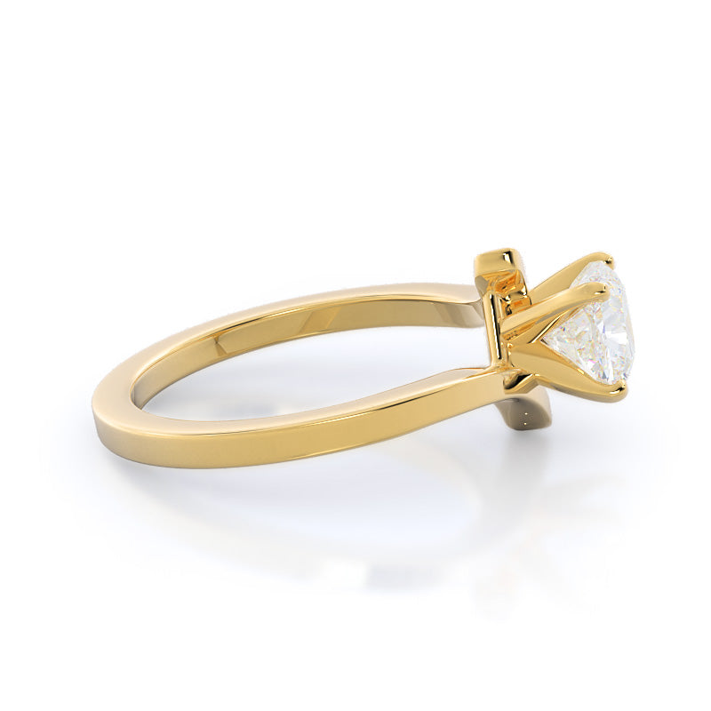 Flourish Solitaire Diamond Engagement Ring with Cushion Cut Diamond in 14KT Yellow Gold view 3

