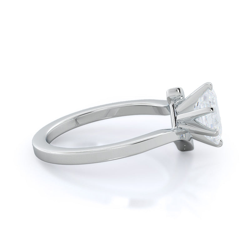 Flourish Solitaire Diamond Engagement Ring with Emerald Cut Diamond in 14KT Platinum view 3
