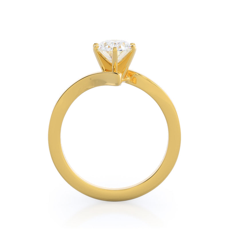 Flourish Solitaire Diamond Engagement Ring with Oval Cut Diamond in 14KT Yellow Gold view 3
