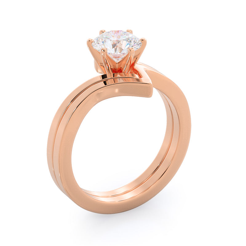 Flourish Solitaire Diamond Engagement Ring with Radiant Cut Diamond in 14KT Rose Gold view 2

