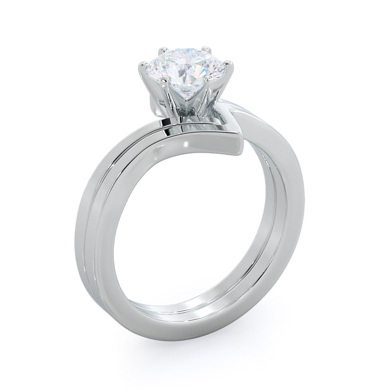 Flourish Solitaire Diamond Engagement Ring with Radiant Cut Diamond in 14KT Platinum view 2
