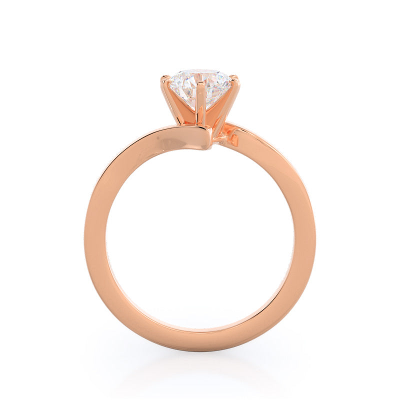 Flourish Solitaire Diamond Engagement Ring with Round Cut Diamond in 14KT Rose Gold view 2
