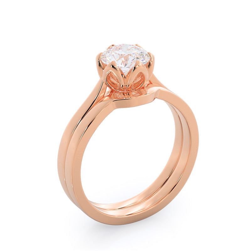 Round Cut Lily Diamond Engagement Ring with Lab Grown Diamond in 14KT Rose Gold view 3
