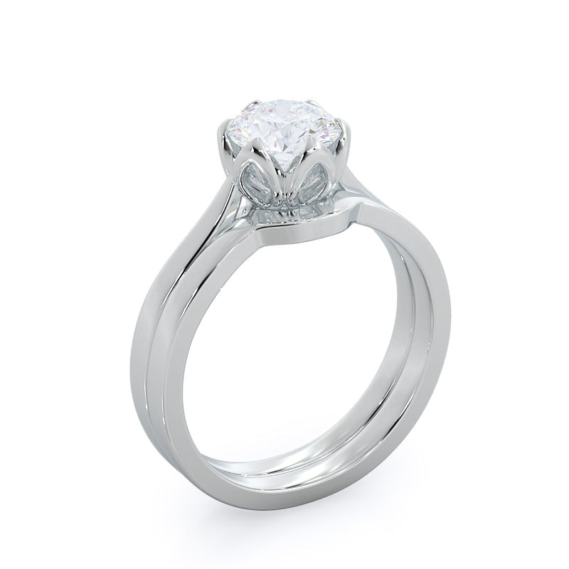 Round Cut Lily Diamond Engagement Ring with Lab Grown Diamond in 14KT Platinum view 3
