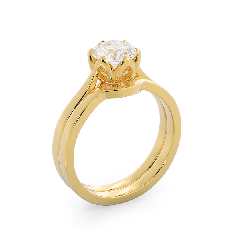 Round Cut Lily Diamond Engagement Ring with Lab Grown Diamond in 14KT Yellow Gold view 3
