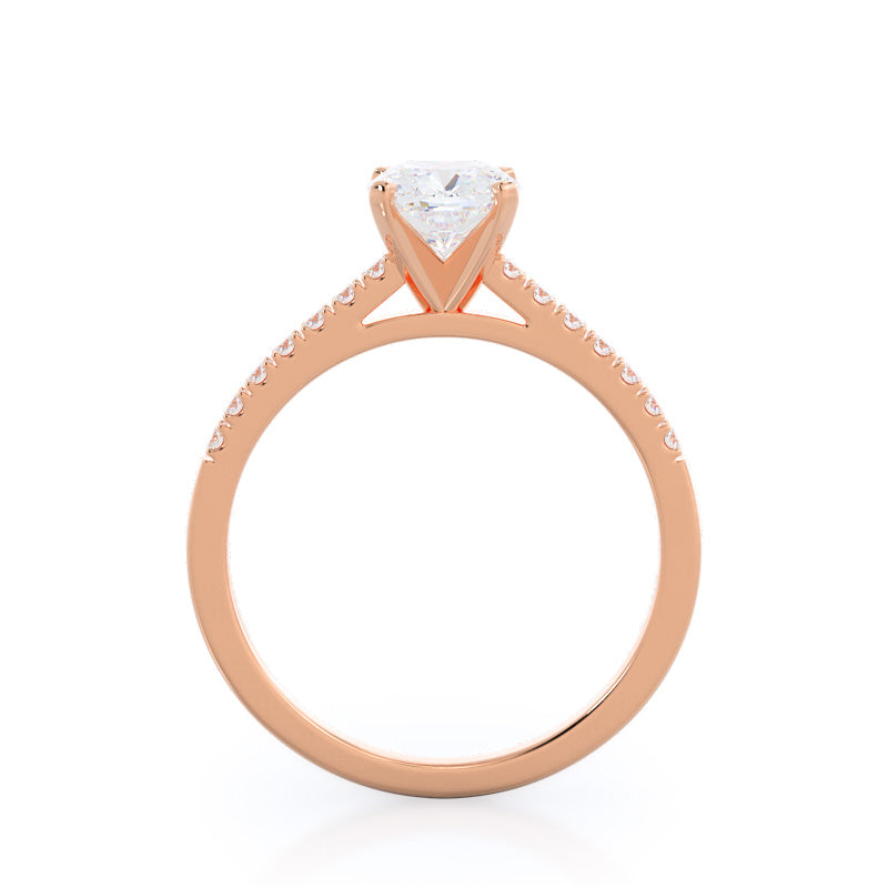 Open Cathedral Empress Diamond Engagement Ring with Cushion Cut Diamond in 14KT Rose Gold view 2
