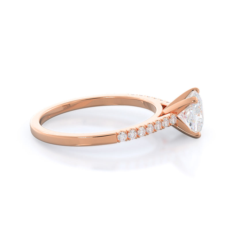 Open Cathedral Empress Diamond Engagement Ring with Cushion Cut Diamond in 14KT Rose Gold view 3
