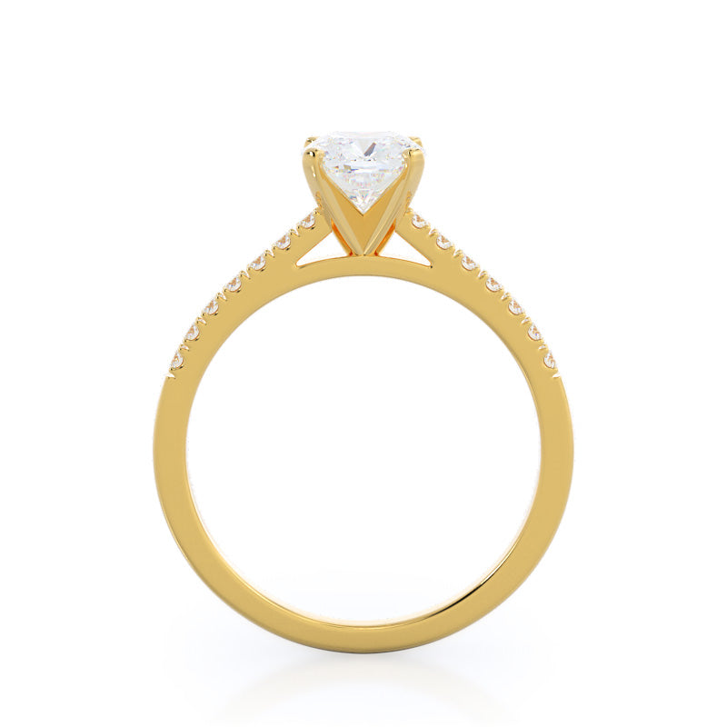 Open Cathedral Empress Diamond Engagement Ring with Cushion Cut Diamond in 14KT Yellow Gold view 2

