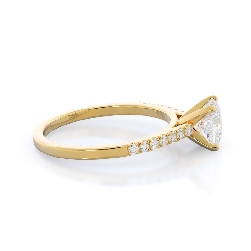 Open Cathedral Empress Diamond Engagement Ring with Cushion Cut Diamond in 14KT Yellow Gold view 3
