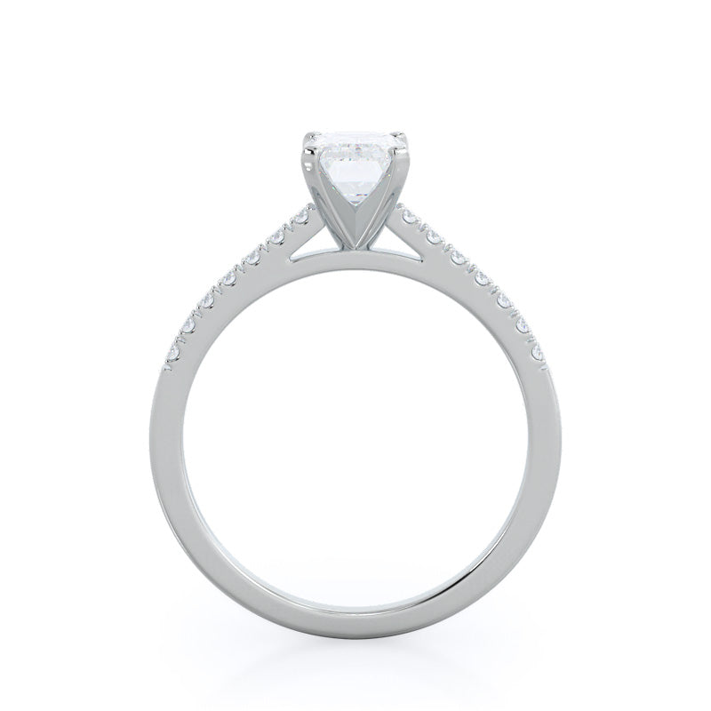 Open Cathedral Empress Diamond Engagement Ring with Emerald Cut Diamond in 14KT Platinum view 2
