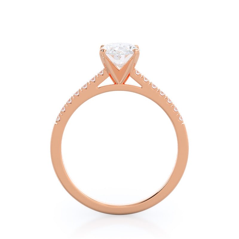 Open Cathedral Empress Diamond Engagement Ring with Oval Cut Diamond in 14KT Rose Gold view 2

