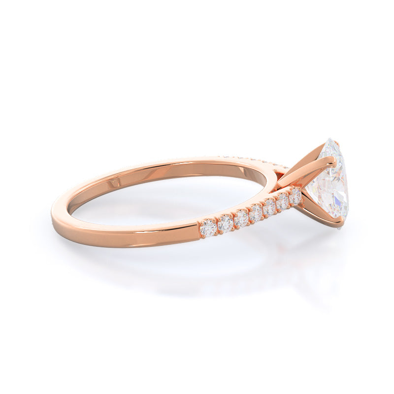 Open Cathedral Empress Diamond Engagement Ring with Oval Cut Diamond in 14KT Rose Gold view 3
