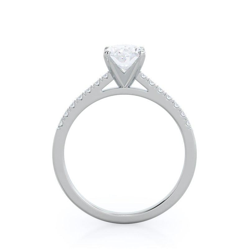 Open Cathedral Empress Diamond Engagement Ring with Oval Cut Diamond in 14KT Platinum view 2
