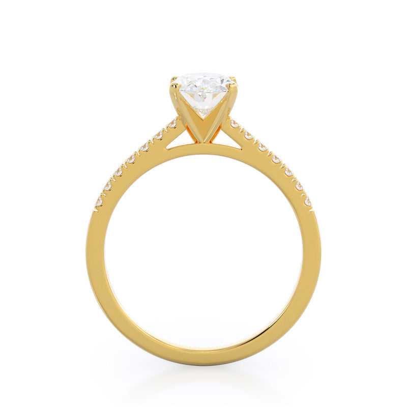 Open Cathedral Empress Diamond Engagement Ring with Oval Cut Diamond in 14KT Yellow Gold view 2
