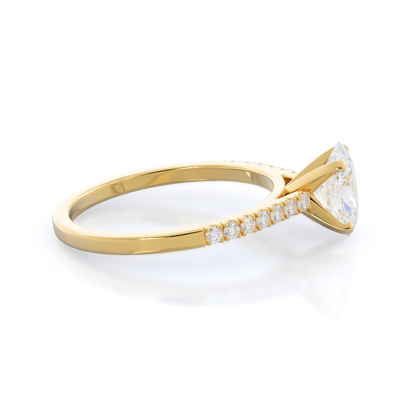 Open Cathedral Empress Diamond Engagement Ring with Oval Cut Diamond in 14KT Yellow Gold view 3
