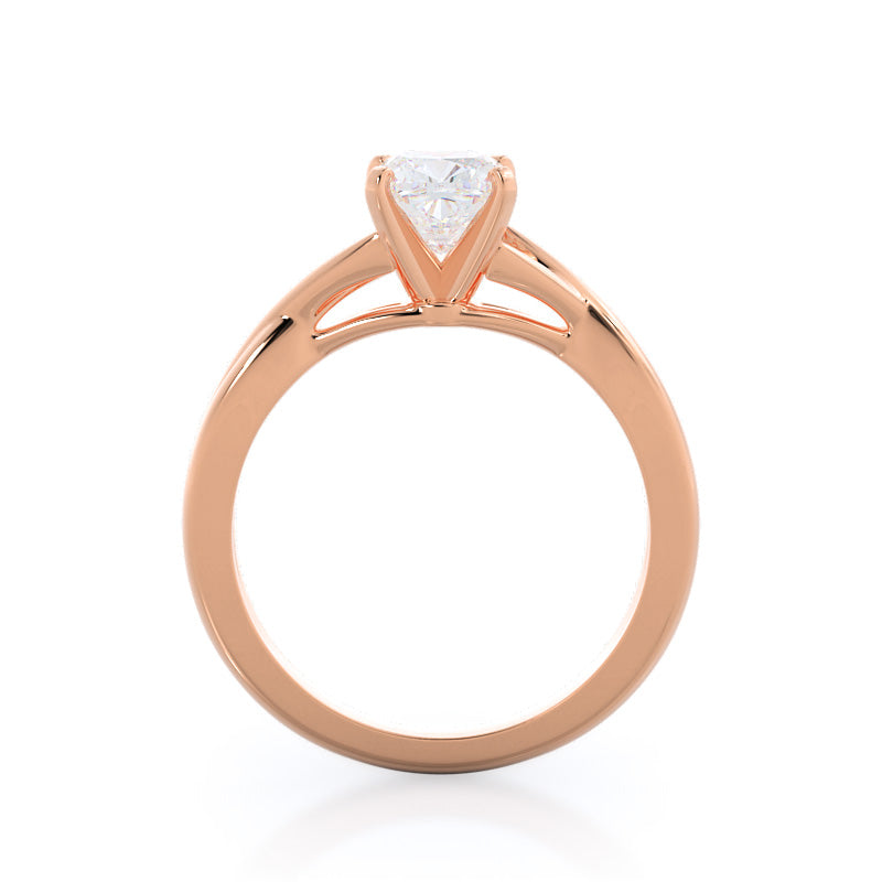 Fine Cathedral Twist Diamond Engagement Ring with Cushion Cut Diamond in 14KT Rose Gold view 2
