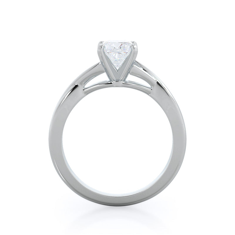 Fine Cathedral Twist Diamond Engagement Ring with Cushion Cut Diamond in 14KT Platinum view 2
