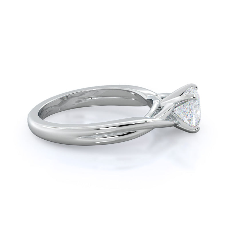 Fine Cathedral Twist Diamond Engagement Ring with Cushion Cut Diamond in 14KT Platinum view 3
