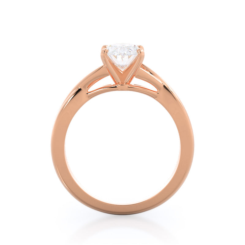 Fine Cathedral Twist Diamond Engagement Ring with Oval Cut Diamond in 14KT Rose Gold view 2
