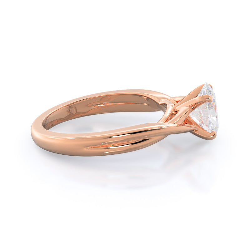 Fine Cathedral Twist Diamond Engagement Ring with Oval Cut Diamond in 14KT Rose Gold view 3
