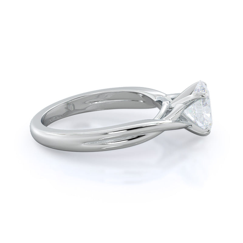 Fine Cathedral Twist Diamond Engagement Ring with Oval Cut Diamond in 14KT Platinum view 3
